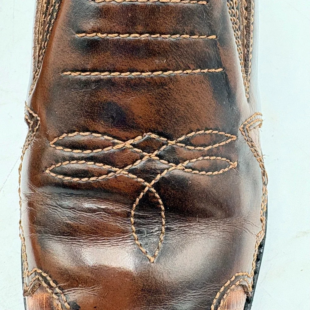 VTG Western Leather Shooties Brown Lizard Embossed Pointed Toe Ankle Boots 6.5 N